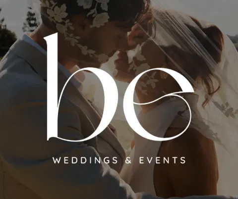 Bronte Ellaine Weddings Logo with couple under veil