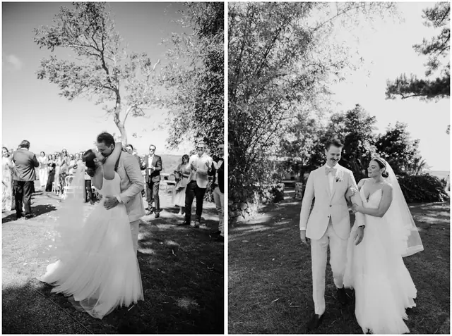 Marty & Nicola at Byron View Farm: Black and white photographs of the couple together after their ceremony.